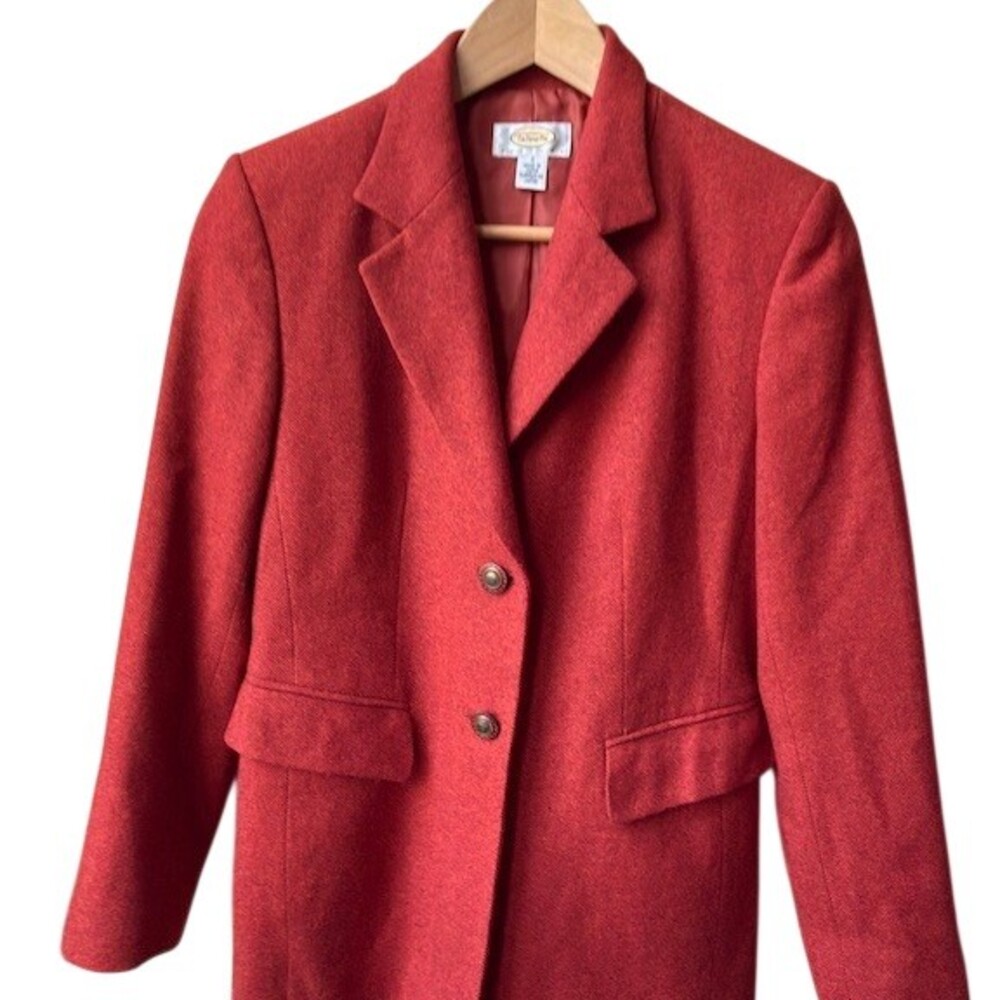 Talbots Blazer Jacket Womens 4 Petite Red 2-Button Lined Pockets Classic